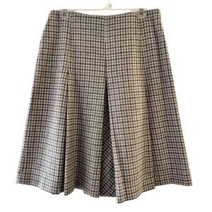 BROOKS BROTHERS Wool Box Pleated Houndstooth Skirt Purple Tweed Preppy Size 8